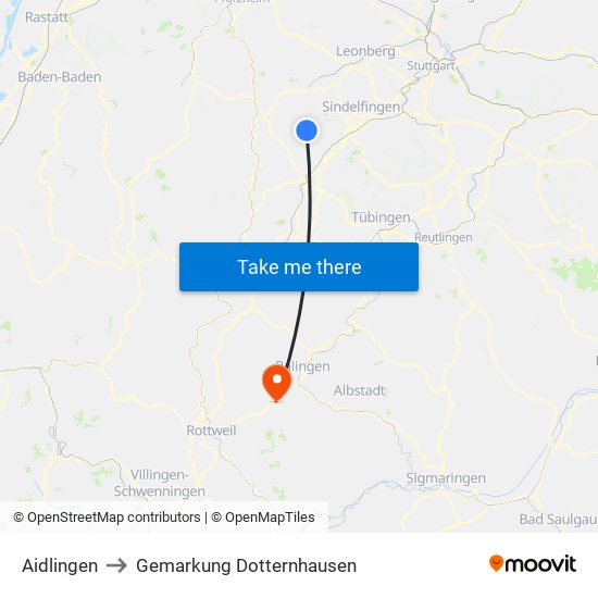 Aidlingen to Gemarkung Dotternhausen map