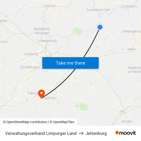 Verwaltungsverband Limpurger Land to Jettenburg map