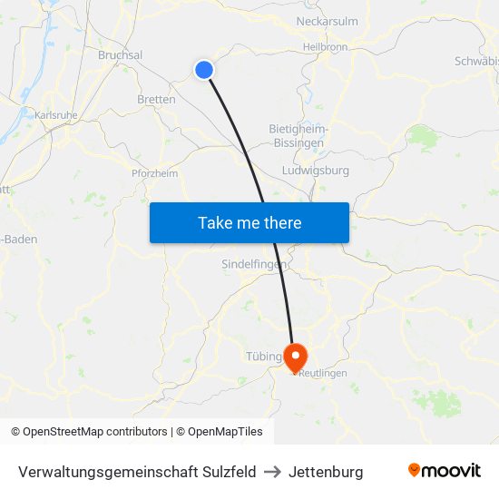 Verwaltungsgemeinschaft Sulzfeld to Jettenburg map