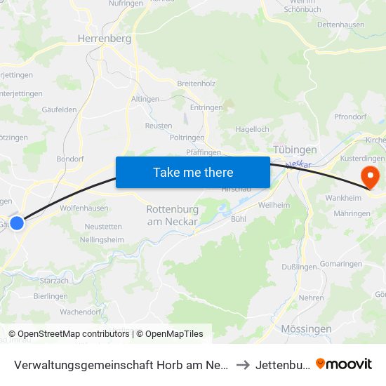 Verwaltungsgemeinschaft Horb am Neckar to Jettenburg map