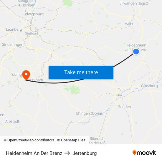 Heidenheim An Der Brenz to Jettenburg map