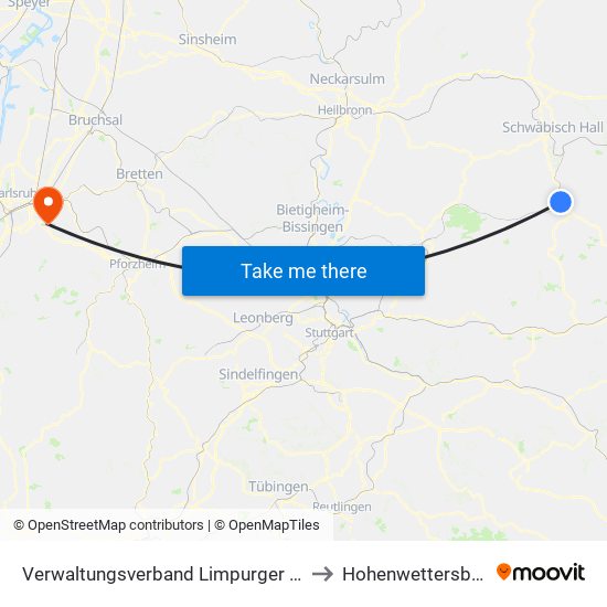 Verwaltungsverband Limpurger Land to Hohenwettersbach map