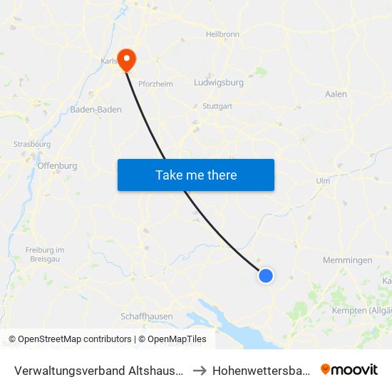 Verwaltungsverband Altshausen to Hohenwettersbach map