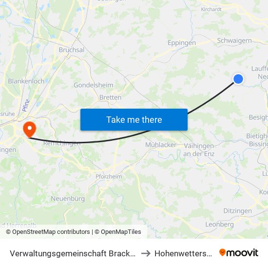 Verwaltungsgemeinschaft Brackenheim to Hohenwettersbach map