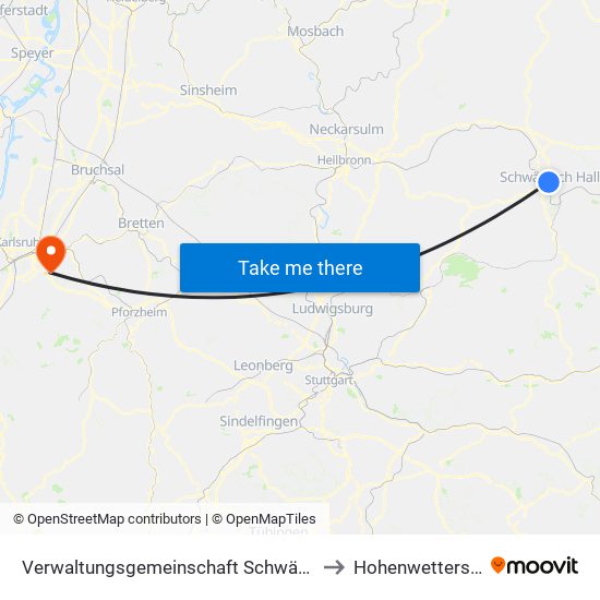 Verwaltungsgemeinschaft Schwäbisch Hall to Hohenwettersbach map