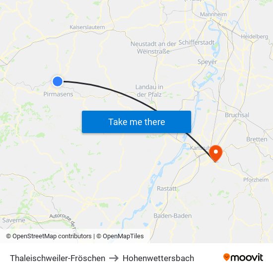 Thaleischweiler-Fröschen to Hohenwettersbach map