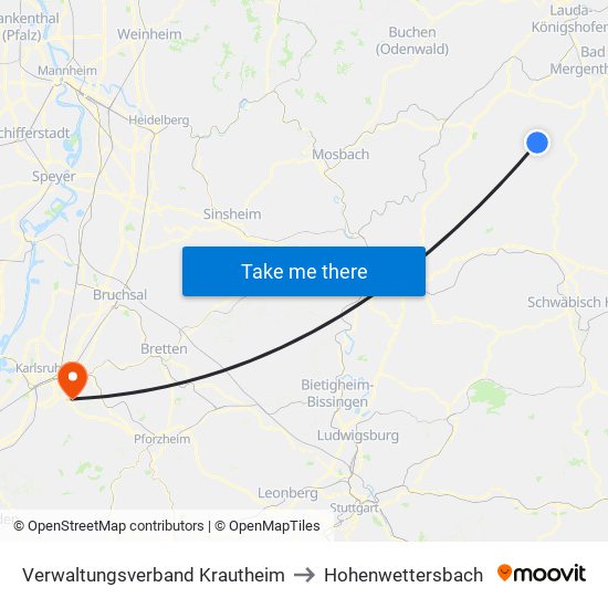 Verwaltungsverband Krautheim to Hohenwettersbach map