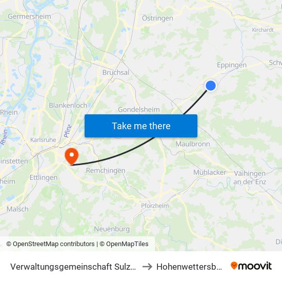 Verwaltungsgemeinschaft Sulzfeld to Hohenwettersbach map