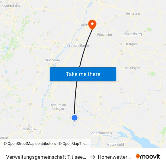 Verwaltungsgemeinschaft Titisee-Neustadt to Hohenwettersbach map