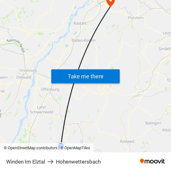 Winden Im Elztal to Hohenwettersbach map