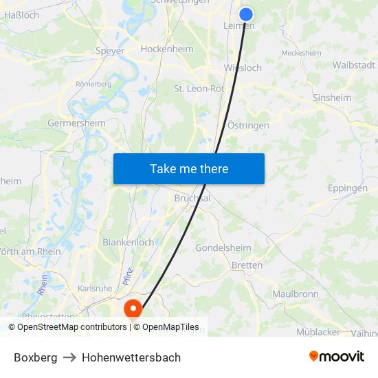 Boxberg to Hohenwettersbach map