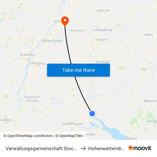 Verwaltungsgemeinschaft Stockach to Hohenwettersbach map