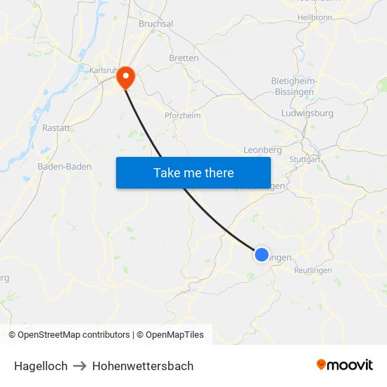 Hagelloch to Hohenwettersbach map