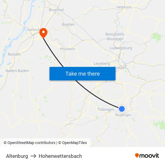 Altenburg to Hohenwettersbach map
