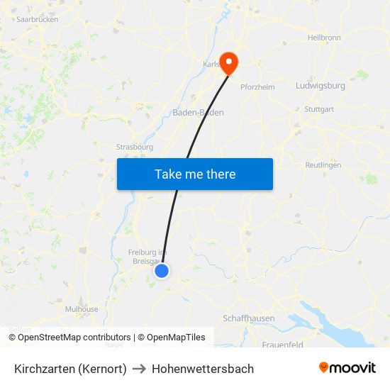 Kirchzarten (Kernort) to Hohenwettersbach map