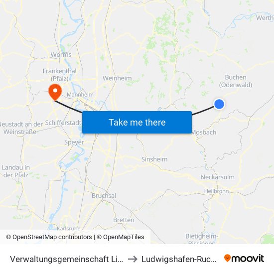 Verwaltungsgemeinschaft Limbach to Ludwigshafen-Ruchheim map