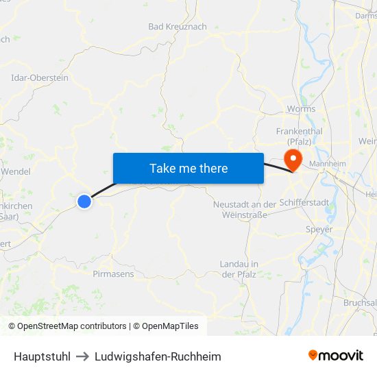 Hauptstuhl to Ludwigshafen-Ruchheim map