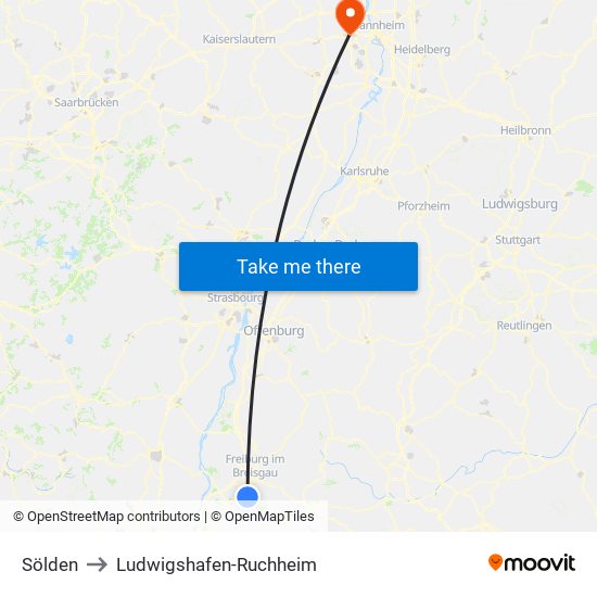 Sölden to Ludwigshafen-Ruchheim map