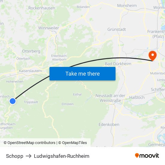Schopp to Ludwigshafen-Ruchheim map