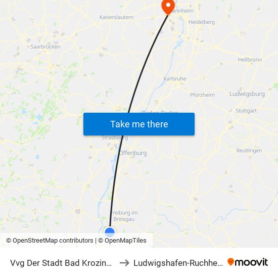 Vvg Der Stadt Bad Krozingen to Ludwigshafen-Ruchheim map