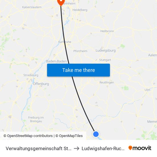 Verwaltungsgemeinschaft Stockach to Ludwigshafen-Ruchheim map