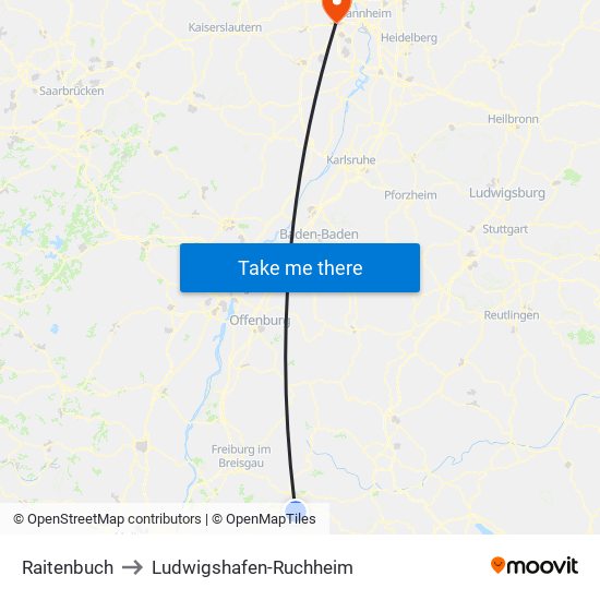 Raitenbuch to Ludwigshafen-Ruchheim map