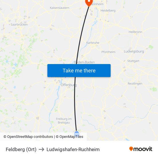 Feldberg (Ort) to Ludwigshafen-Ruchheim map