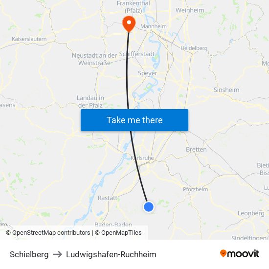 Schielberg to Ludwigshafen-Ruchheim map