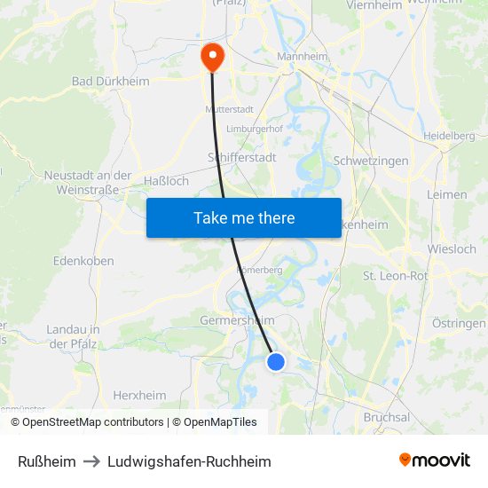 Rußheim to Ludwigshafen-Ruchheim map