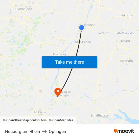 Neuburg am Rhein to Opfingen map