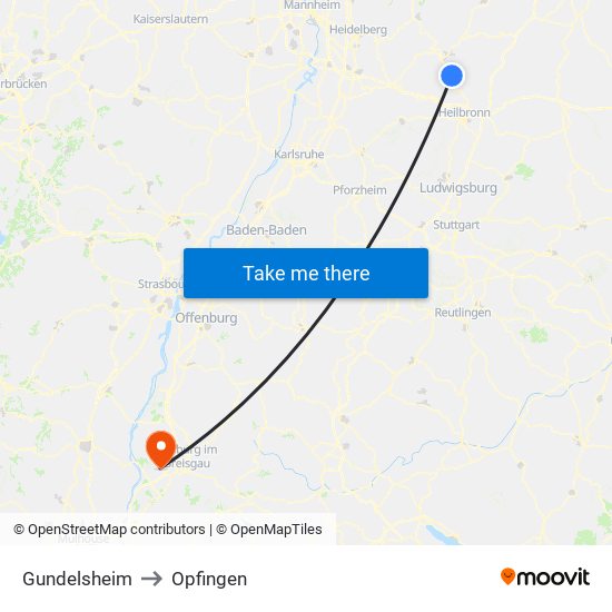 Gundelsheim to Opfingen map