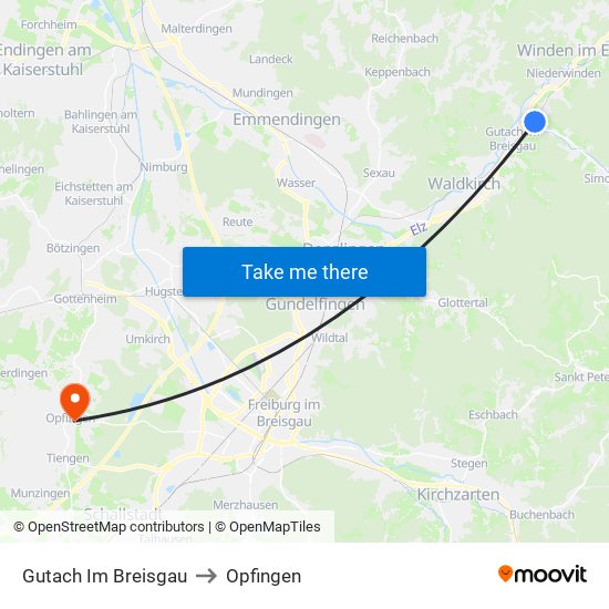 Gutach Im Breisgau to Opfingen map
