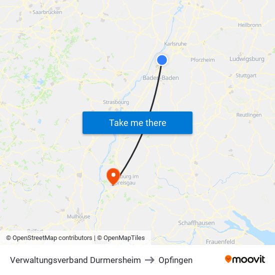 Verwaltungsverband Durmersheim to Opfingen map