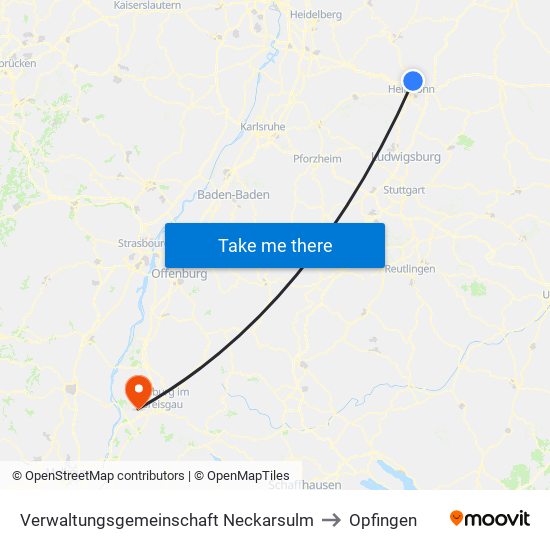 Verwaltungsgemeinschaft Neckarsulm to Opfingen map