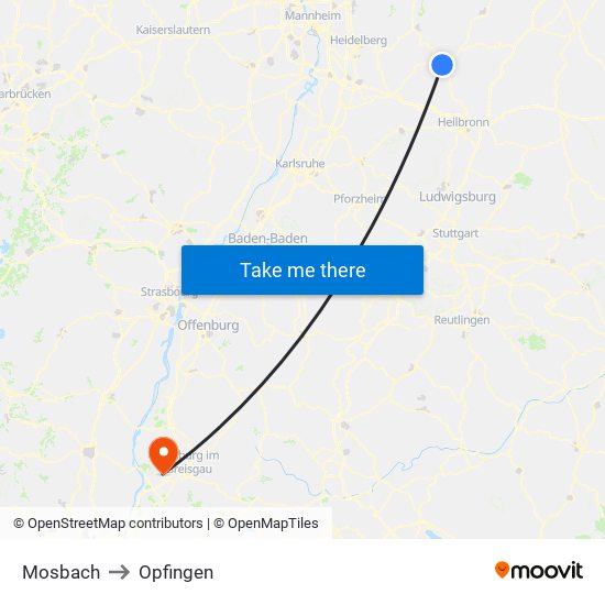 Mosbach to Opfingen map