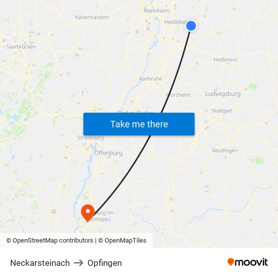 Neckarsteinach to Opfingen map