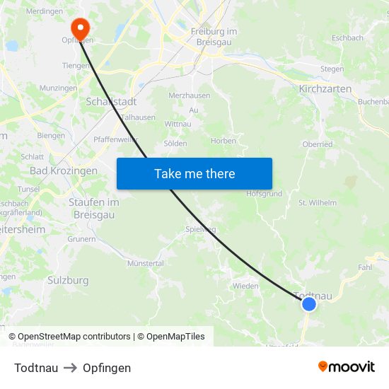 Todtnau to Opfingen map