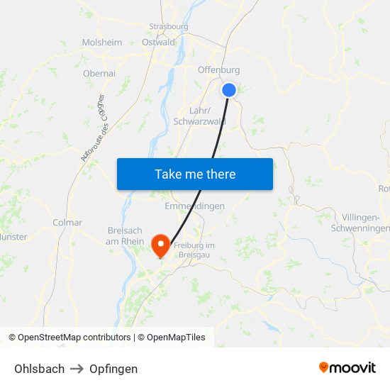 Ohlsbach to Opfingen map