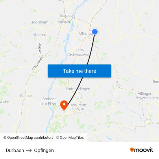 Durbach to Opfingen map
