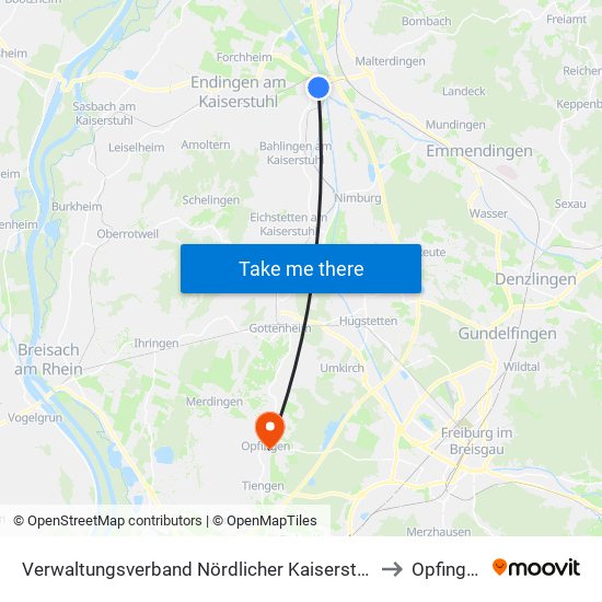 Verwaltungsverband Nördlicher Kaiserstuhl to Opfingen map