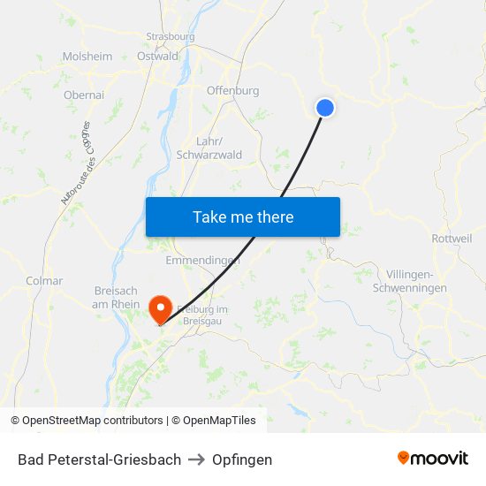 Bad Peterstal-Griesbach to Opfingen map