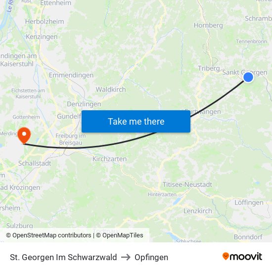 St. Georgen Im Schwarzwald to Opfingen map