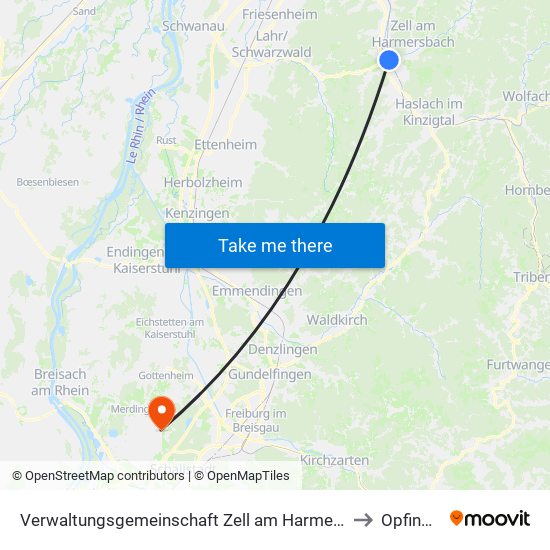 Verwaltungsgemeinschaft Zell am Harmersbach to Opfingen map