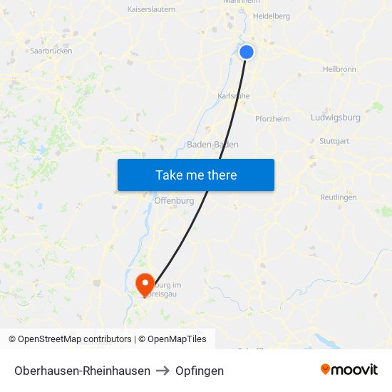 Oberhausen-Rheinhausen to Opfingen map