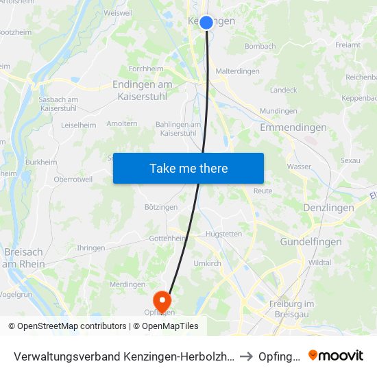 Verwaltungsverband Kenzingen-Herbolzheim to Opfingen map