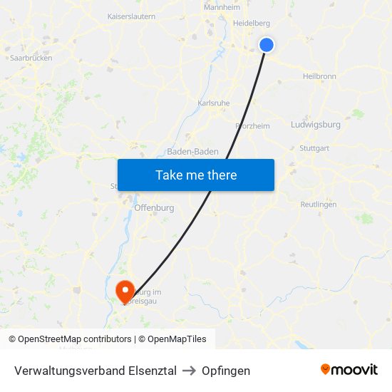 Verwaltungsverband Elsenztal to Opfingen map
