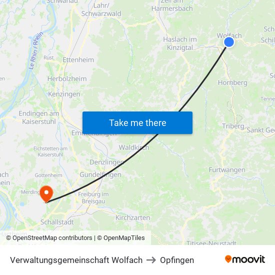 Verwaltungsgemeinschaft Wolfach to Opfingen map
