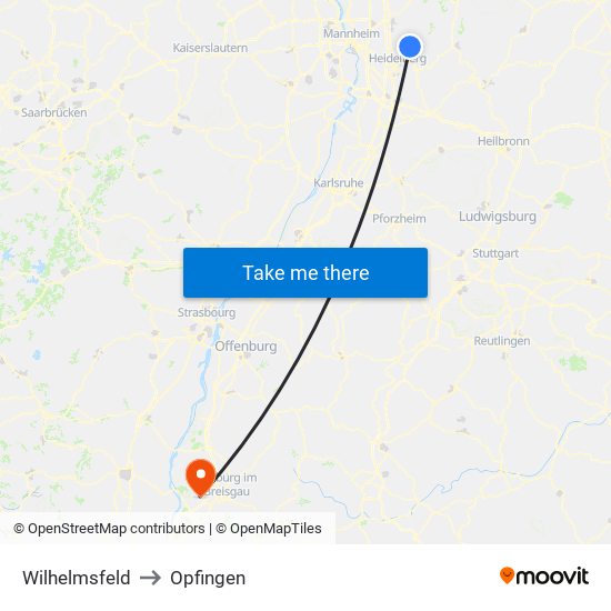 Wilhelmsfeld to Opfingen map
