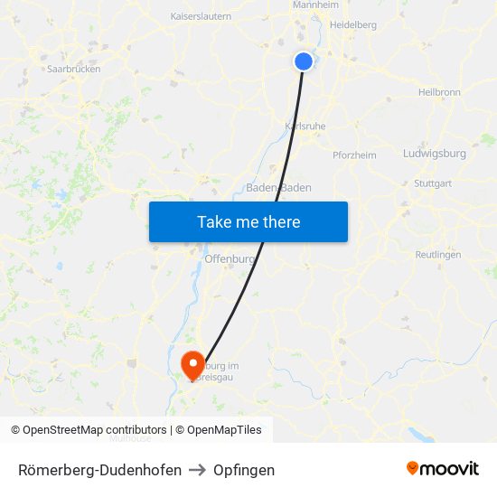 Römerberg-Dudenhofen to Opfingen map