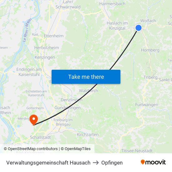 Verwaltungsgemeinschaft Hausach to Opfingen map